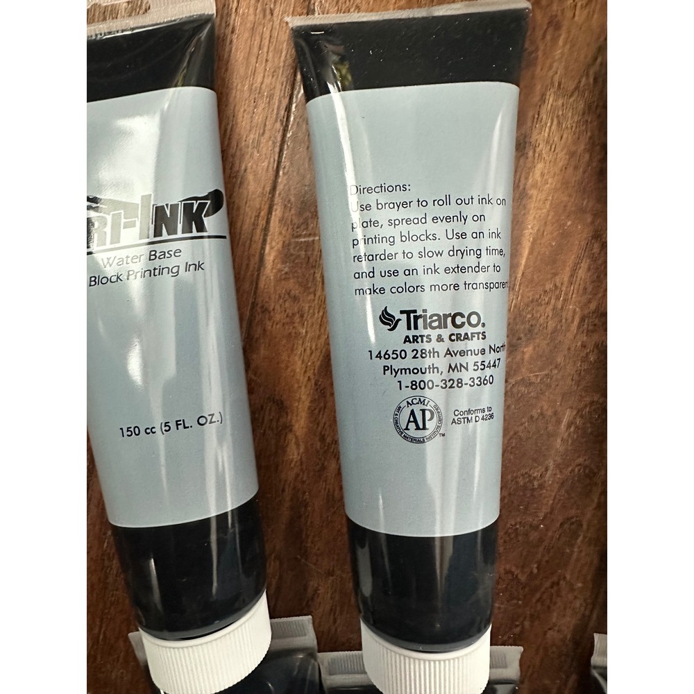 6 Pack Triarco Tri-Ink Water Base Block Printing Ink Black 5oz Tubes RA08044 - Picture 2 of 2